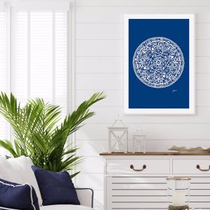 Sahara Décor Mandala in Navy Blue Solid Fine Art Print | by Pick a Pear | Framed