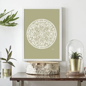 Sahara Décor Mandala in Sage Solid Fine Art Print | by Pick a Pear | Framed