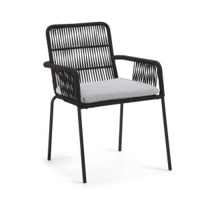 Samanta Outdoor Dining Chair | Black Cord and Galvanised Steel Legs