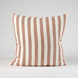 Santi Linen Cushion | Off White/Nutmeg Stripe