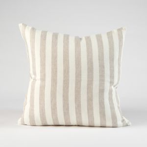 Santi Linen Cushion | Off White/Silver Stripe