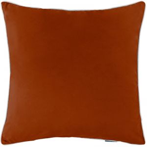SARINA Rust Premium Velvet White Piping Cushion Cover | 60cm x 60cm