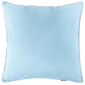 SARINA Sky Blue Premium Velvet White Piping Cushion Cover | 60x60cm