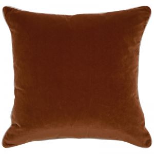 Sass Square Feather Cushion | Caramel Velvet w Natural Linen