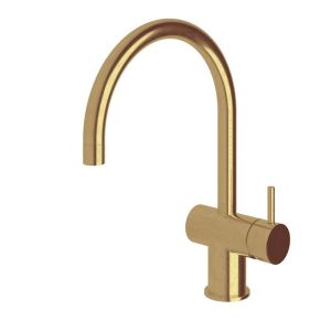 Scala Sink Mixer Tap Large Curved Spout Right Hand Living Tumbled Brass | Reece
