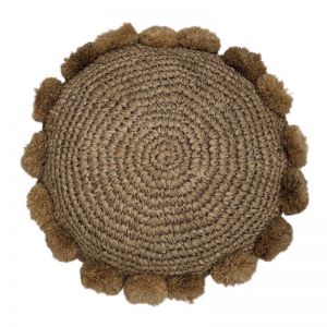 Seagrass Circular Pom Pom Cushion | Bohteak