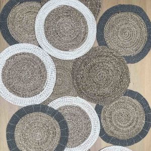Seagrass Desa Placemats in Natural and Grey  Set of 6 | by SATARA