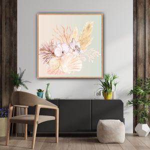 Seashells and Orchids 1 | Pink Green Sunrise | Limited Edition Art Print or Canvas by Antuanelle