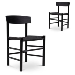 Set of 2 - Erika Rattan Dining Chair - Full Black