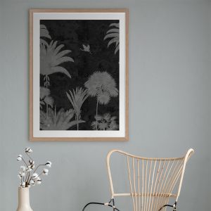 Shadow Palms Black and White III | Framed Art Print