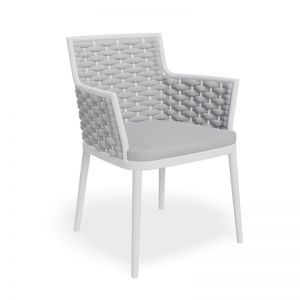 Siano Dining Chair | Matt White with Light Grey Cushion
