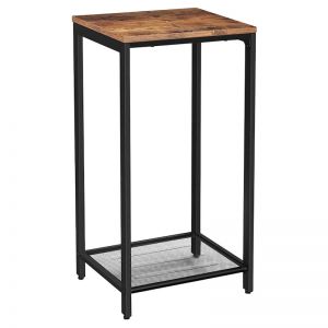 Side Table with Mesh Shelf | Rustic Brown