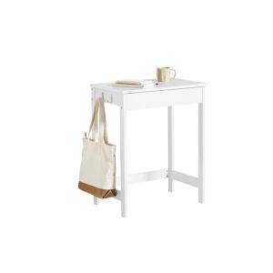 Small Desk with Drawer and Hanging Hooks | White