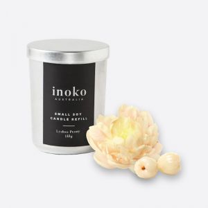 Small Timber Candle Vessel and Soy Candle Refill | Lychee Peony