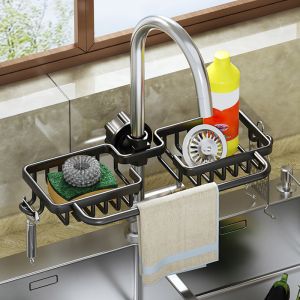 Soga Dual Kitchen Sink Organiser | Black