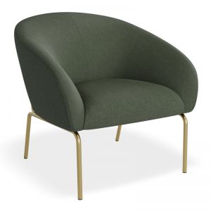 Solace Lounge Chair | Kelp Green & Brushed Matt Gold Legs