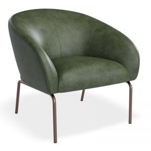 Solace Lounge Chair | Vintage Green Vegan Leather & Brushed Matt Bronze Legs