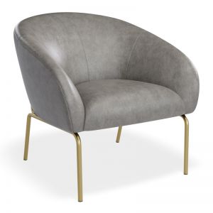 Solace Lounge Chair | Vintage Grey Vegan Leather & Brushed Matt Gold Legs