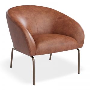 Solace Lounge Chair | Vintage Tan Vegan Leather & Brushed Matt Bronze Legs