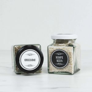 Spice Jar Labels (Set of 96) | Design 20 | Black or White
