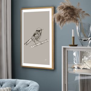 Splendid Fairy-Wren in Pine Cone | Framed Art Print