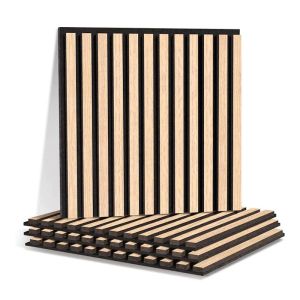Square WOODFLEX Acoustic Wood Slat Wall Tiles | Oak Veneer | 4pc Set