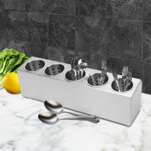 Stainless Steel Conical Utensil & Cutlery Holder | 5 Holes