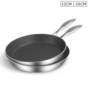Stainless Steel Fry Pan | 22cm & 26cm | Non Stick Interior