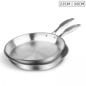 Stainless Steel Fry Pan | 22cm & 30cm | Top Grade Induction Cooking