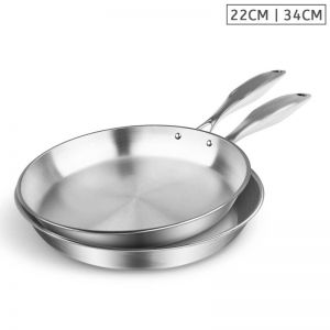 Stainless Steel Fry Pan | 22cm & 34cm | Top Grade Induction Cooking