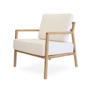 Stanford Oak Arm Chair | Linen White | by Black Mango