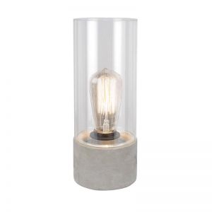 Stoic 1 Light Table Lamp in Concrete/Clear | By Beacon Lighting