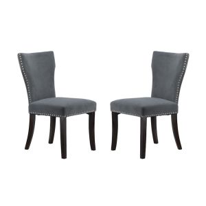 Studded Curved Dining Chairs | Grey | Set of 2