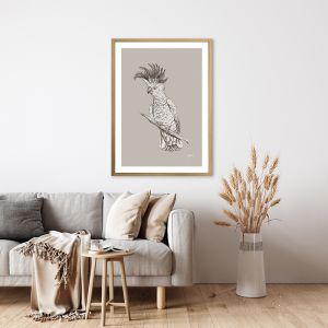 Sulphur Crested Cockatoo in Pine Cone | Framed Art Print