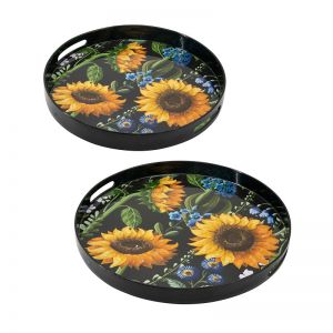 Sunflower Decorative Round Trays | Set of 2