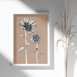 Sunflowers | Latte | Framed Art Print by Frianki