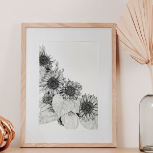 Sunflowers Oblique | White | Framed Art Print by Frianki