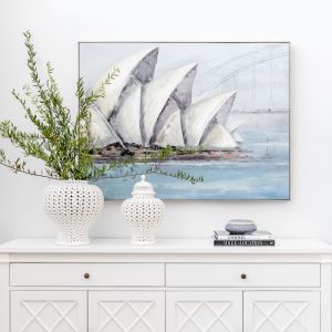 Sydney Harbour | Framed Canvas | Antique Silver Frame