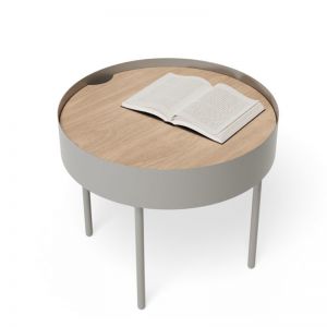 Tao Side Table | Silver Grey Frame with Natural Ash Top