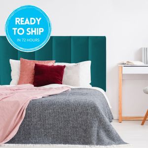 Teal Velvet Panelled Upholstered Bedhead | Martini Furniture | FREE DELIVERY