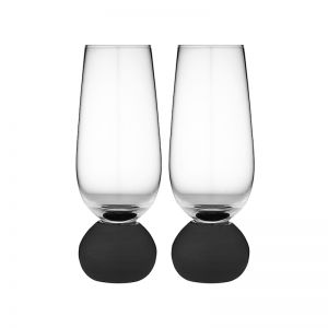 Tempa Astrid Champagne Glass | Set of 2  | Matte BlacK