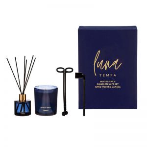 Tempa Luna Winter Spice Candle/Diffuser w/Wick/Snuffer Trimmer Fragrance Set