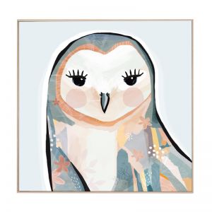 Tempera Owl | Natural Box Frame | Front View
