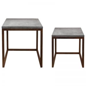Tempo Concrete Table | Dark Grey & Rust | Set of 2