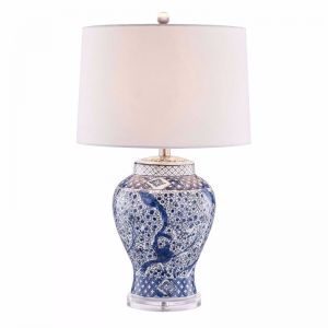 Tessa Blossom Blue & White Table Lamp | by Black Mango