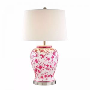 Tessa Pink and White Bird Table Lamp | by Black Mango