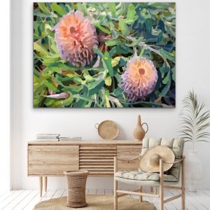 The Banksia Pair | Australian Native Flower | Canvas or Art Print by Edie Fogarty