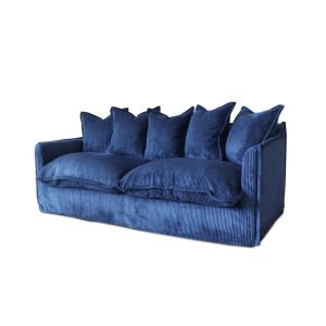 The Cloud 2 Seater Sofa With Slipcover | Navy Corduroy | by Black Mango