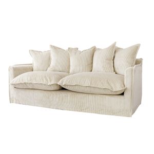 The Cloud 3 Seater Sofa With Slipcover | Almond Corduroy | by Black Mango