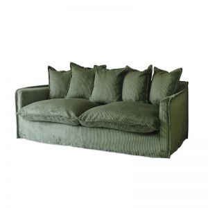 The Cloud 3 Seater Sofa With Slipcover | Sage Corduroy | by Black Mango